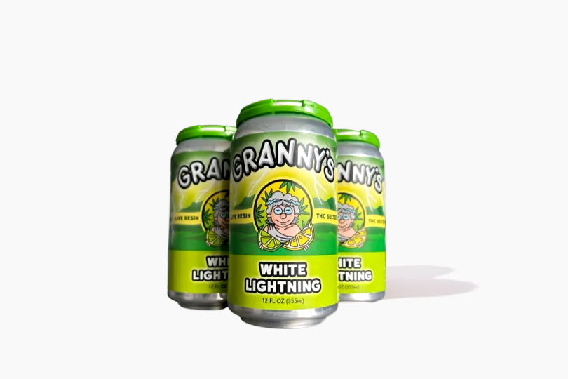 Granny's White Lightning Live Resin THC and CBD Seltzer. Minnesota Made. New Cannabis Beverage.