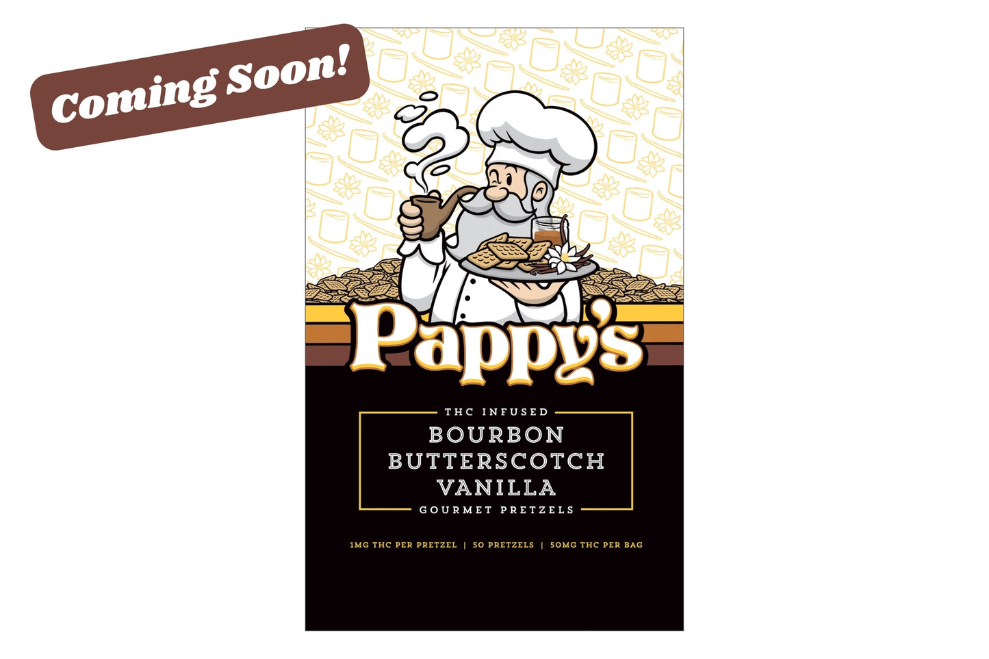 Pappy's Bourbon Butterscotch Vanilla Pretzels 50mg THC